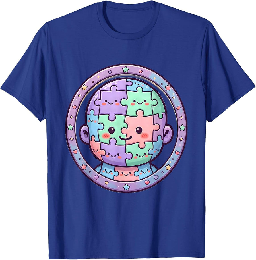 Puzzle Mind Neurodiversity Celebrate All Kinds T-Shirt - Royal Blue
