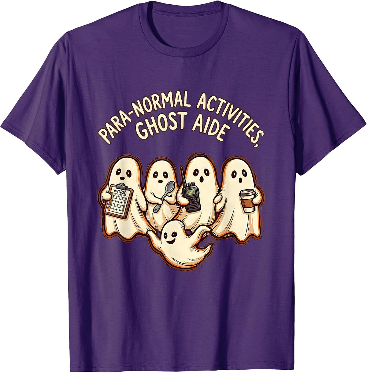 Men's Para-Normal Activities Ghost Aide SPED Teacher Halloween T-Shirt - Purple