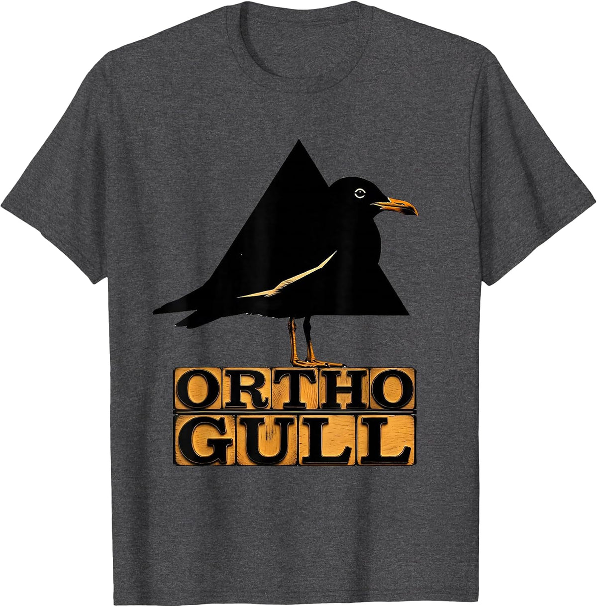 Orthogull Triangle Bird Geometry Pun Funny Math Teacher T-Shirt - Dark Heather Grey