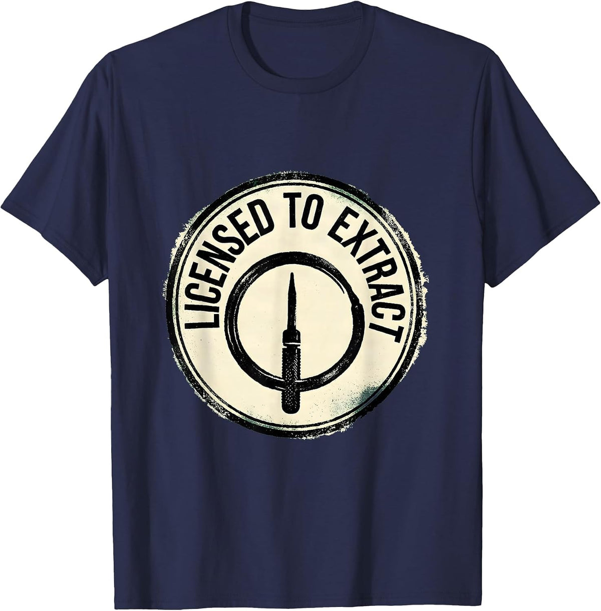 Men's Licensed To Extract Rubber Stamp Esthetician Skincare T-Shirt - Navy Blue