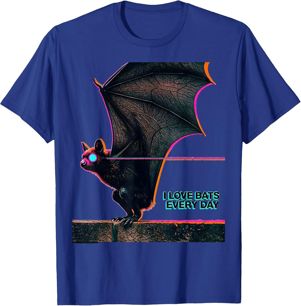 Men's I Love Bats Every Day Vintage Bat Lover Halloween Nature T-Shirt - Royal Blue