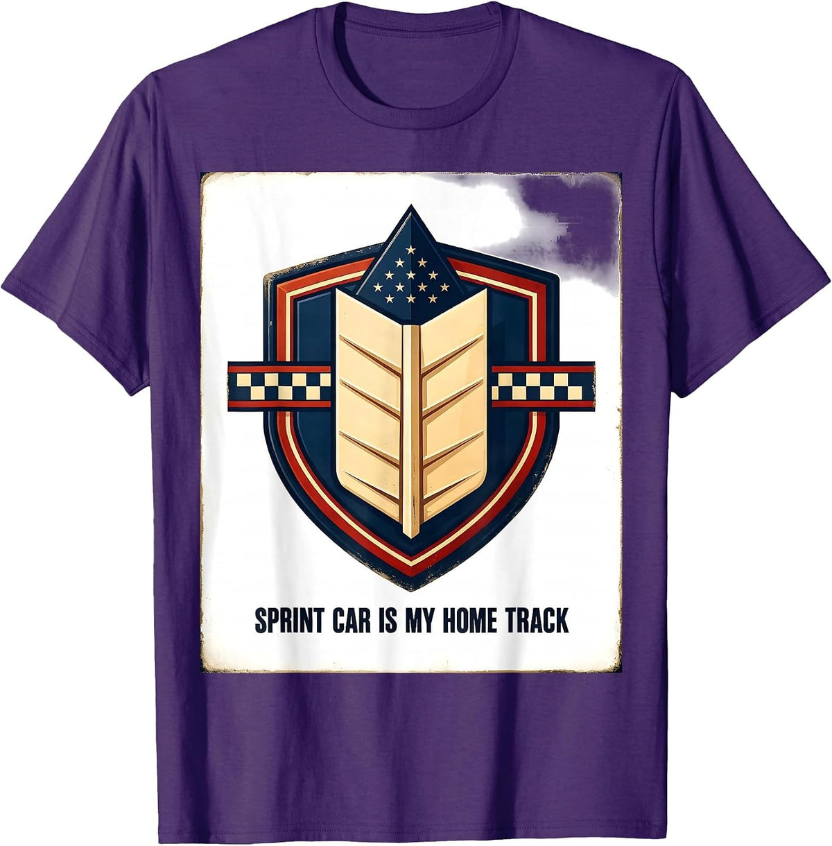 Men's Sprint Car Is My Home Track Patriotic Checkered Flag Racing T-Shirt - Purple