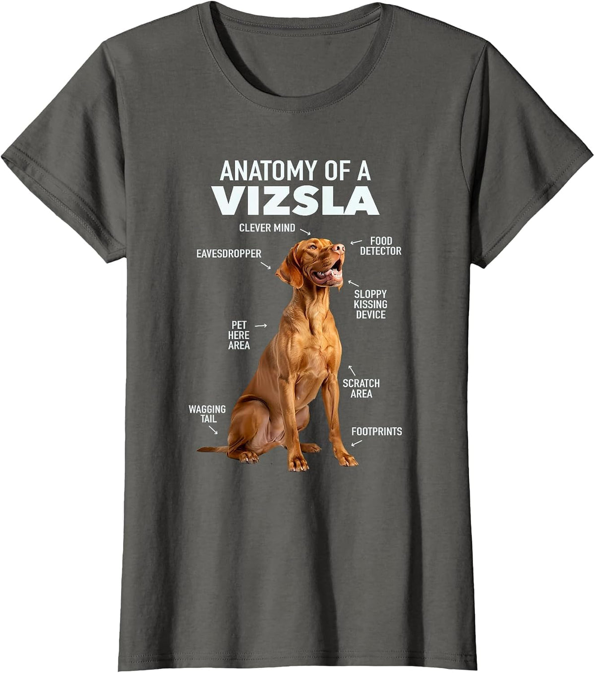 Anatomy of A Vizsla T-Shirt - Asphalt Grey