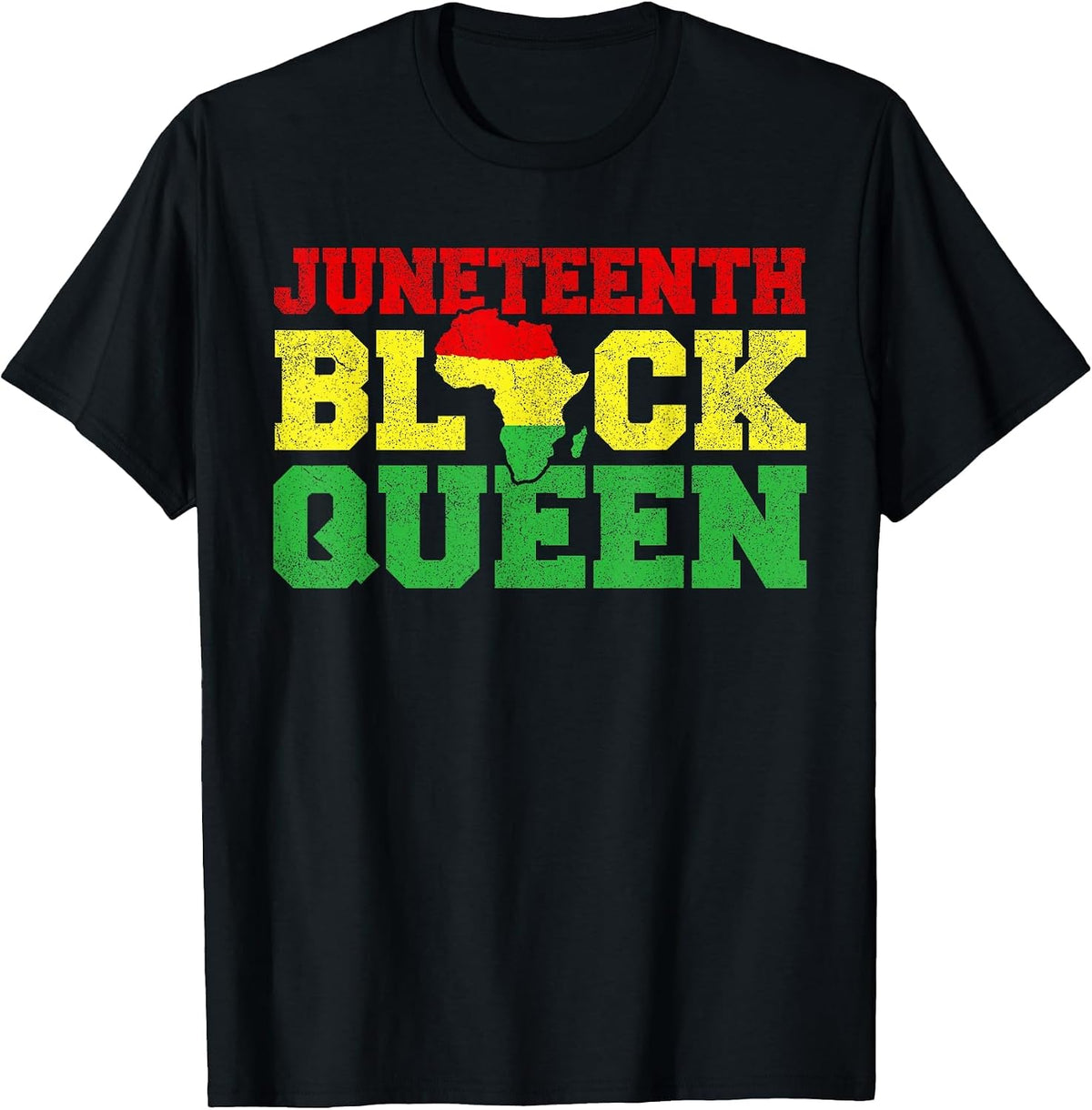 Juneteenth T Shirts Women Girls, Juneteenth Black Queen Map T-Shirt - Black