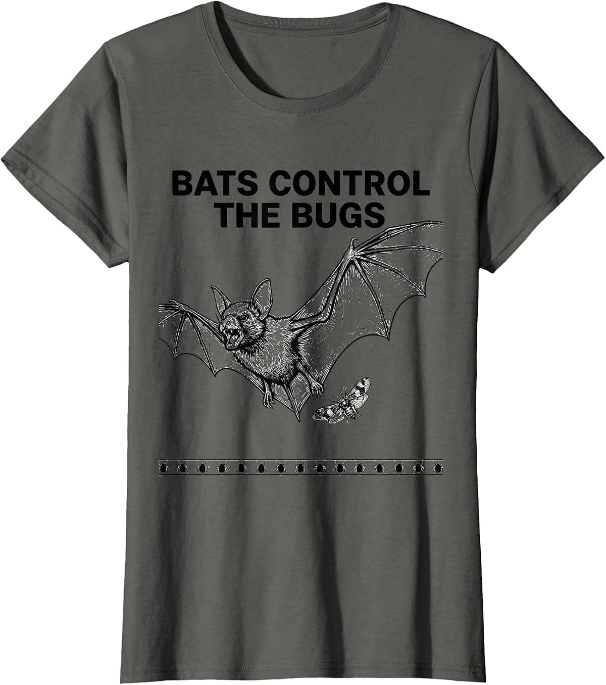 Women's Bats Control The Bugs Funny Bat Lover Halloween Nature T-Shirt - Asphalt Grey