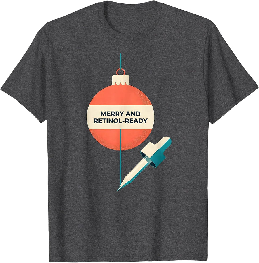 Men's Merry And Retinol-Ready Midcentury Modern Esthetician T-Shirt - Dark Heather Grey