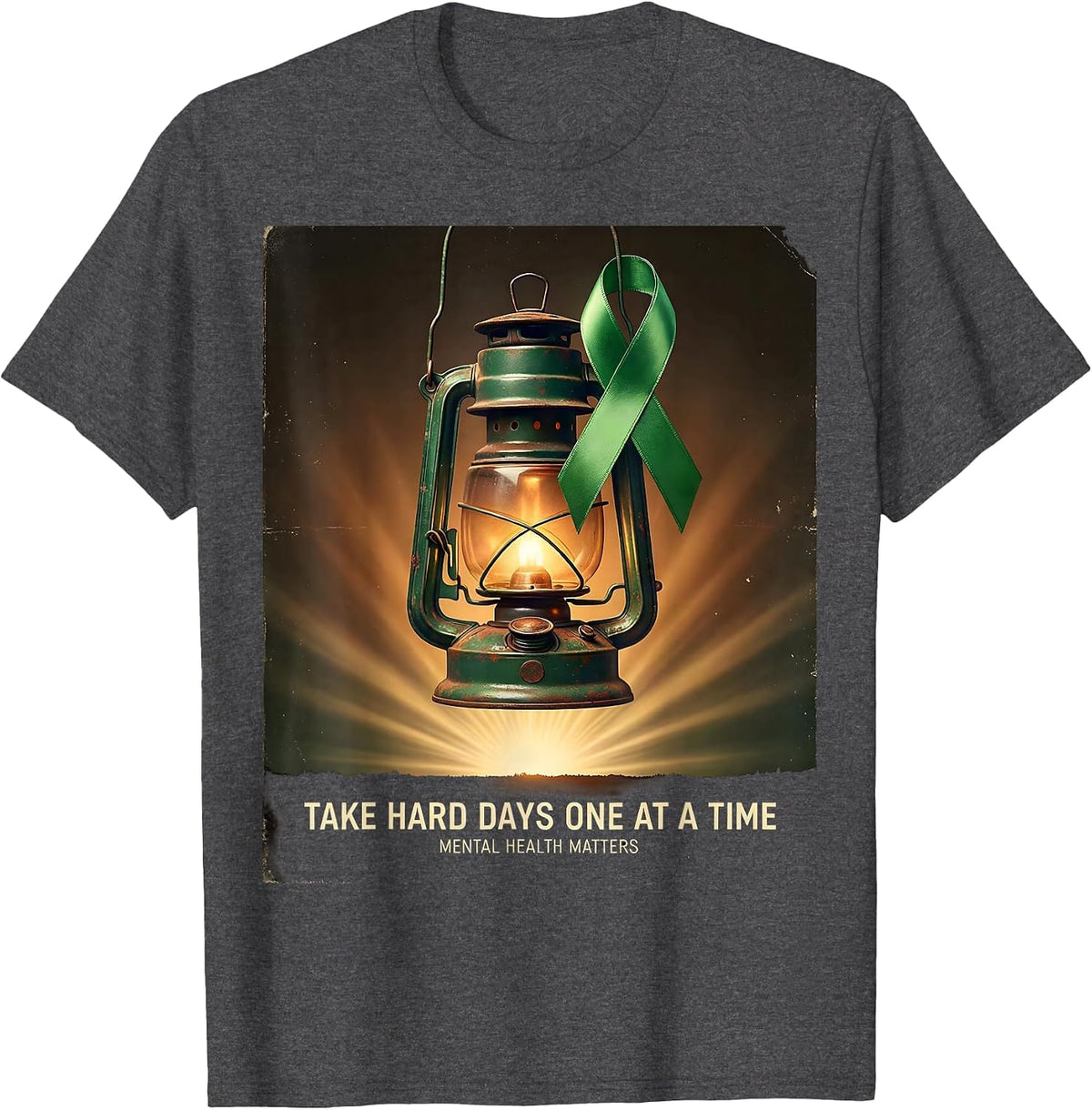 Take Hard Days One At A Time — Mental Health Matters Support T-Shirt - Dark Heather Grey