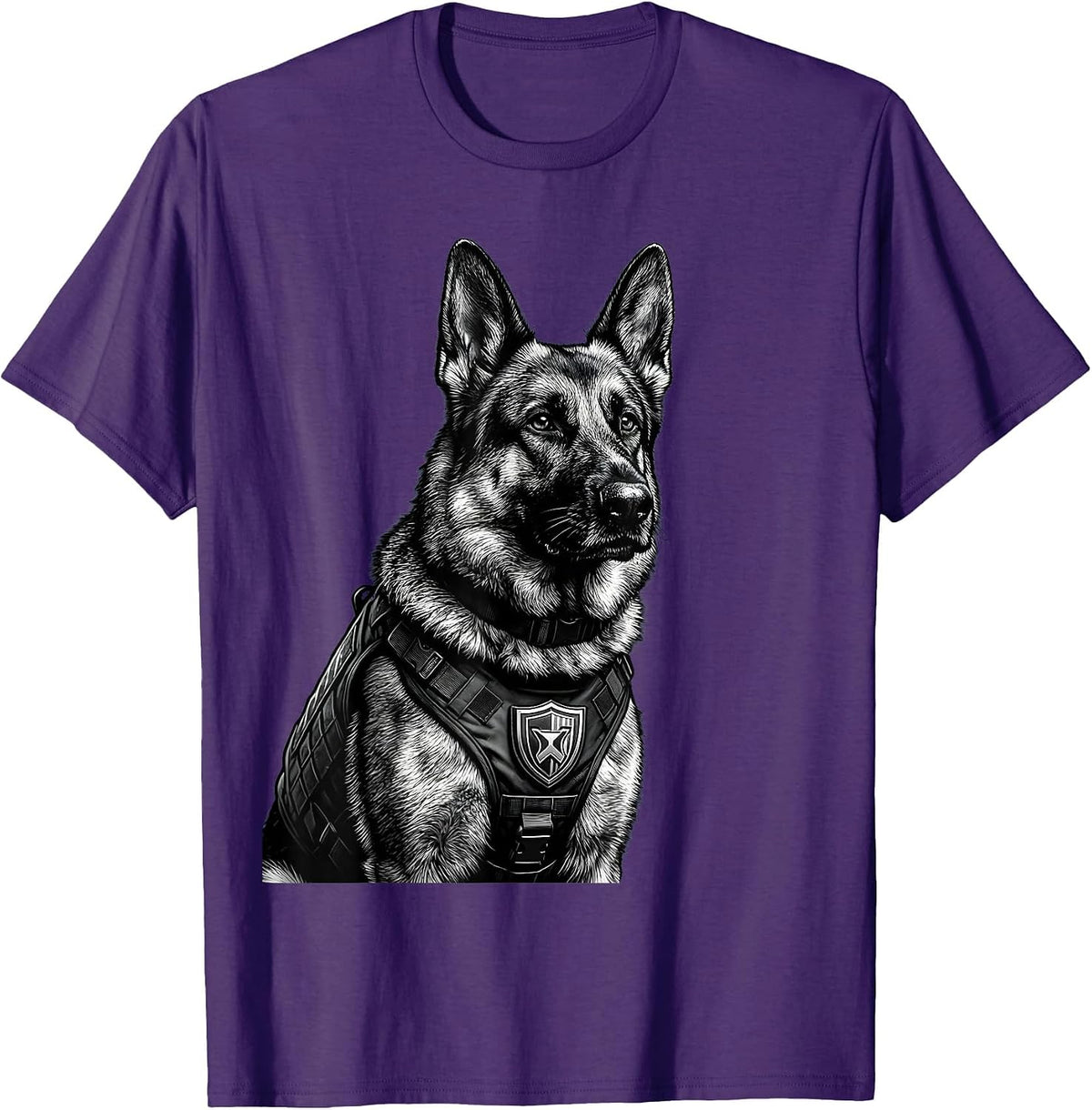 German Shepherd Police Dog Illustration T-Shirt - Purple