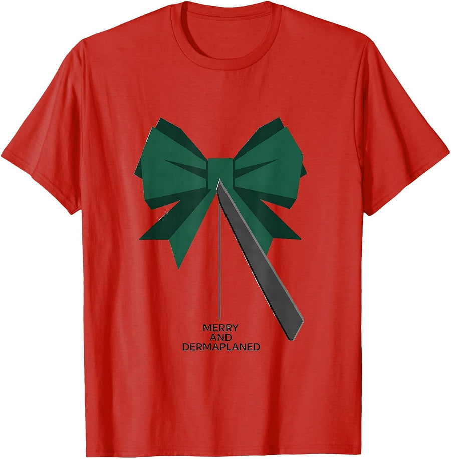 Men's Merry And Dermaplaned Editorial Conceptual Esthetician T-Shirt - Red