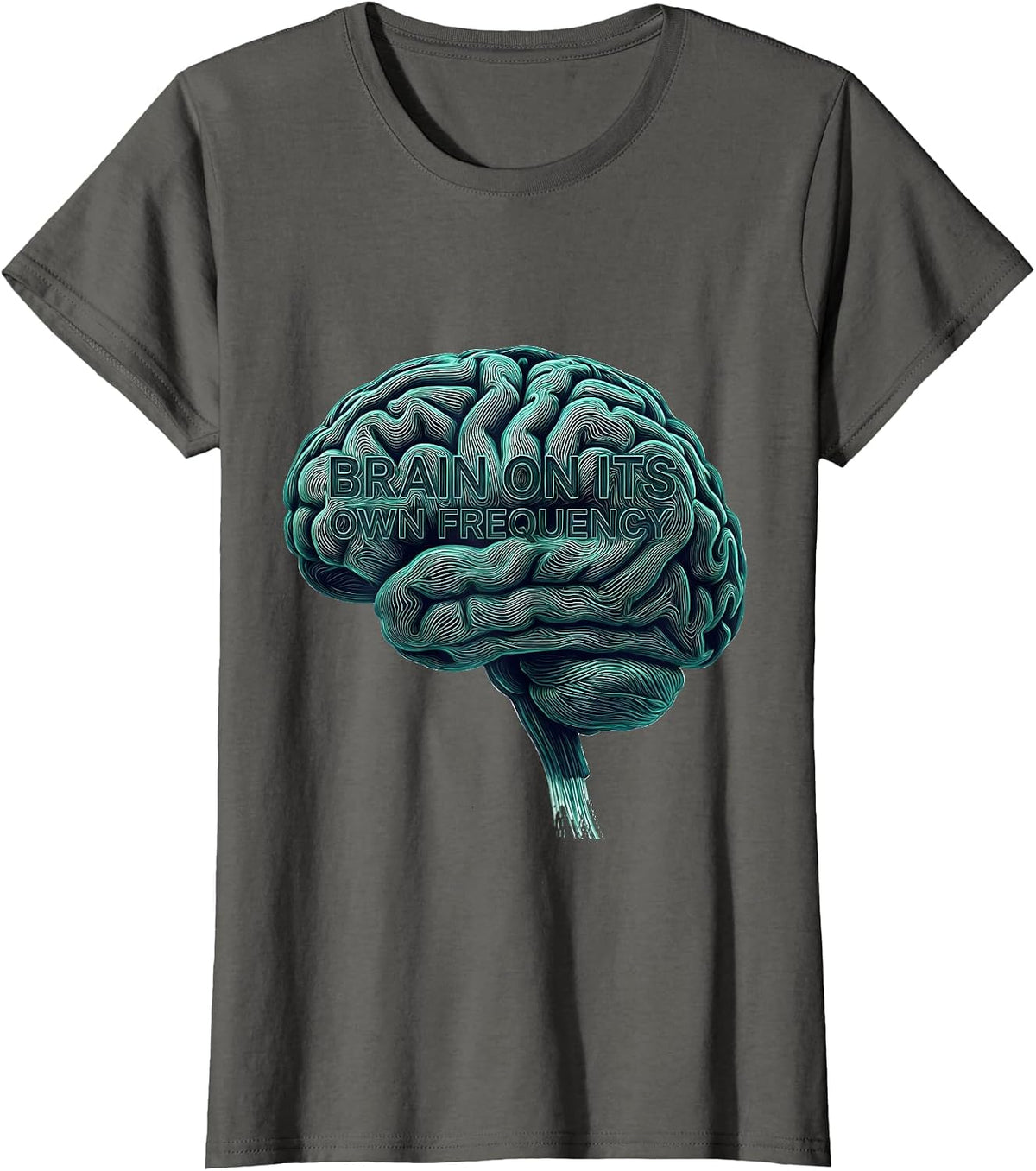 Women's Brain On Its Own Frequency Neurodiversity Design T-Shirt - Asphalt Grey
