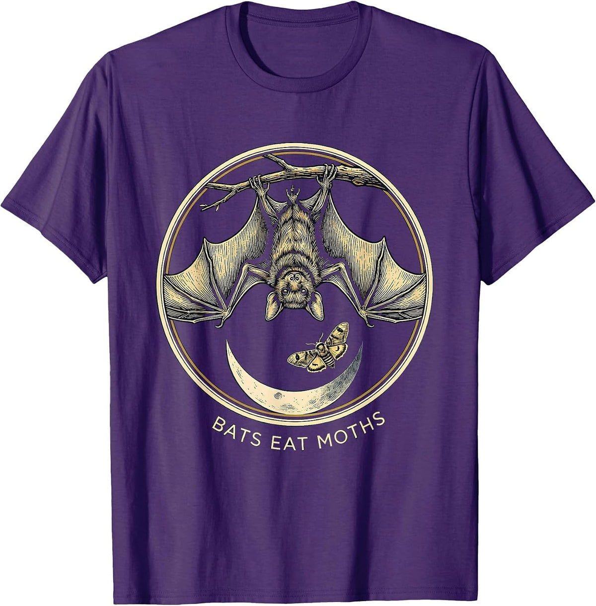 Men's Bats Eat Moths Vintage Gothic Bat Lover Nature Conservation T-Shirt - Purple