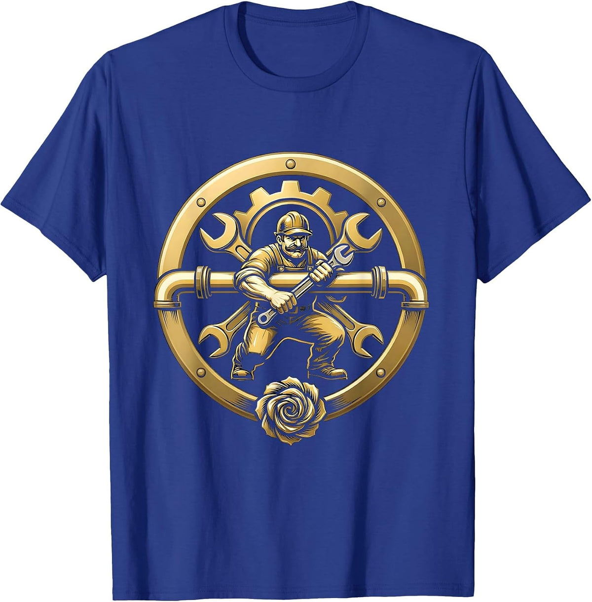 Labor Day Plumber Threading Pipe Basement Graphic T-Shirt - Royal Blue