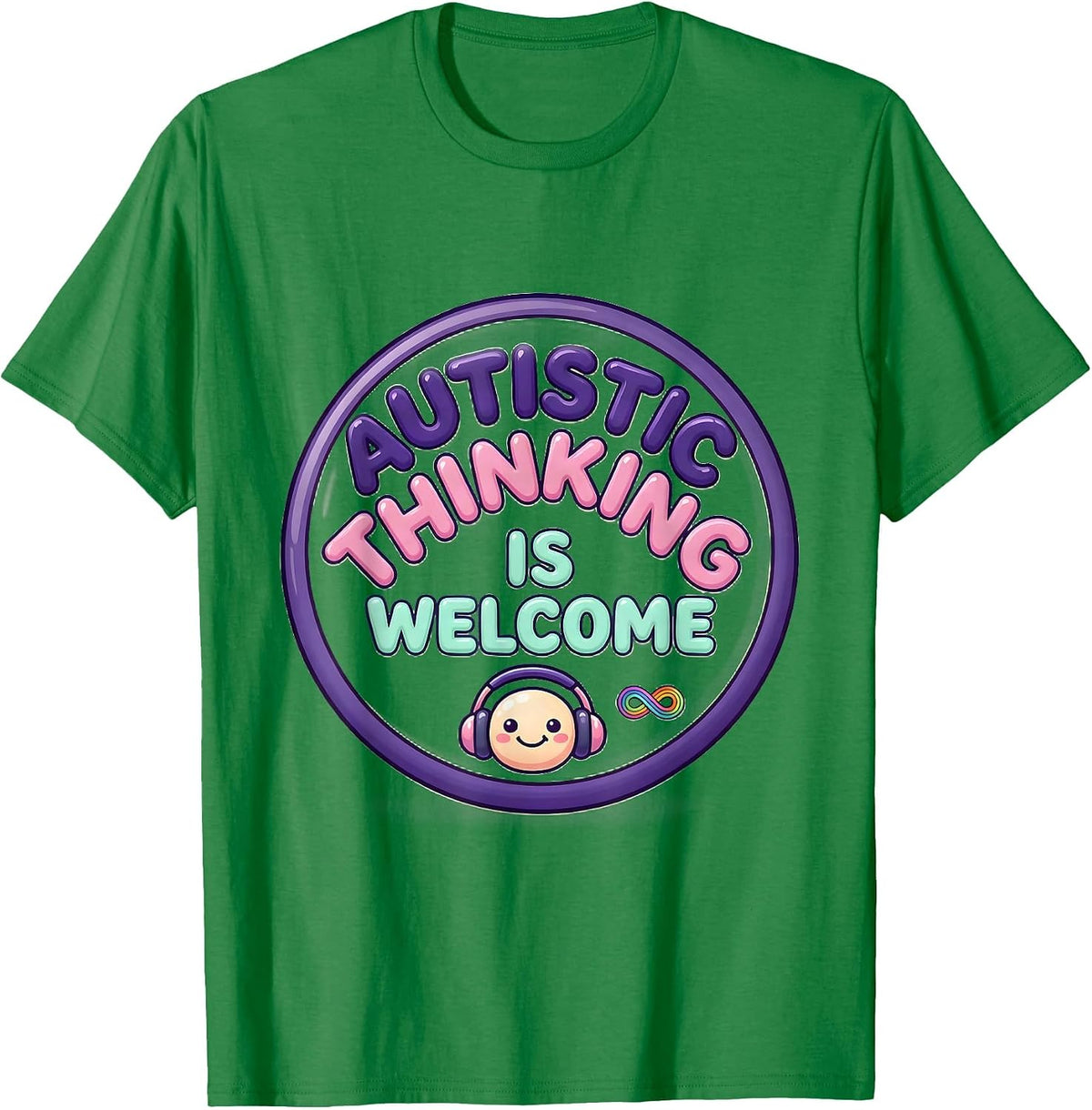 Men's Autistic Thinking Is Welcome Cute Kawaii Neurodiversity T-Shirt - Kelly Green