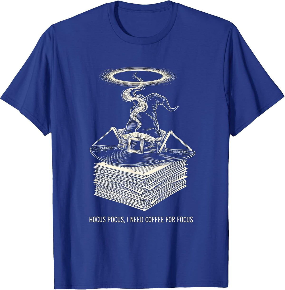 Men's Hocus Pocus I Need Coffee For Focus Funny Halloween Teacher T-Shirt - Royal Blue