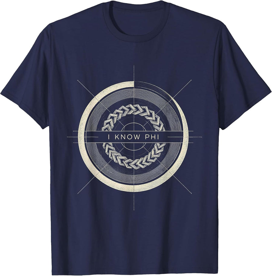 I Know Phi Monochromatic Sacred Geometry Math Enthusiast T-Shirt - Navy Blue