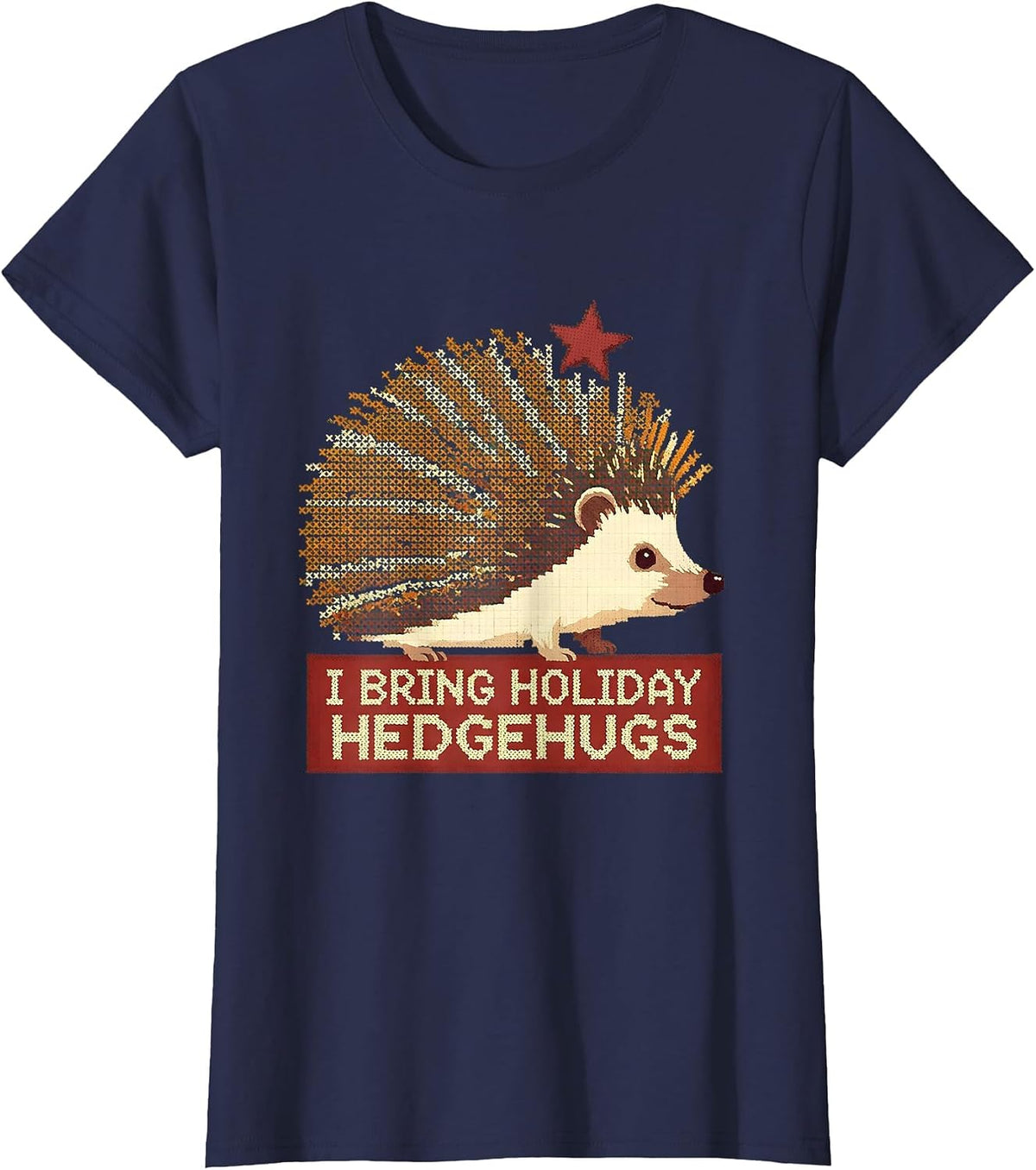 Women's I Bring Holiday Hedgehugs Cute Hedgehog Animal Lover T-Shirt - Navy Blue