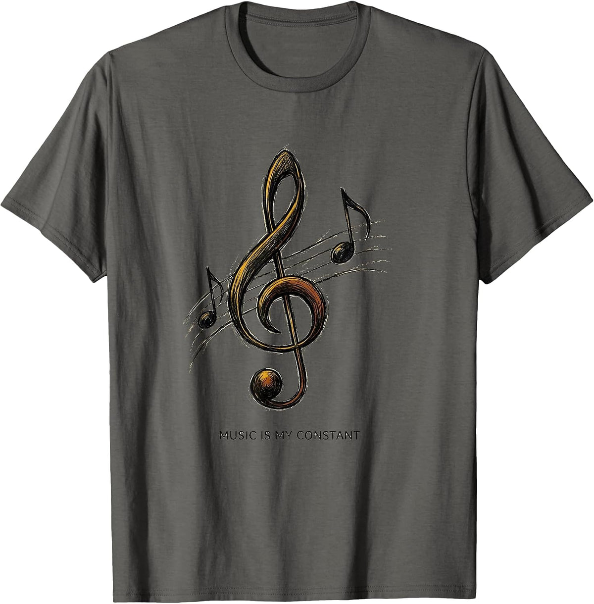 Music Is My Constant Minimalist Music Lover Gift T-Shirt - Asphalt Grey