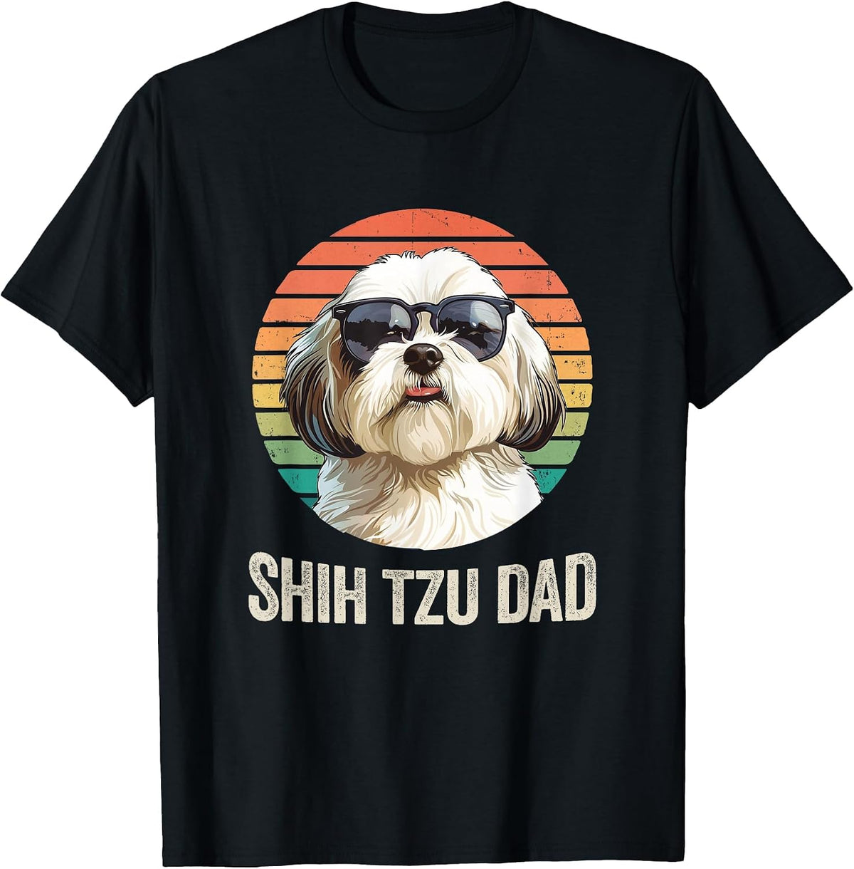 Vintage Shih Tzu Dad Fathers Day for Dog Lover Funny T-Shirt - Black