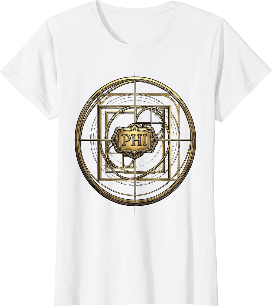 Women's Phi Golden Ratio Sacred Geometry Math Enthusiast Teacher T-Shirt - White