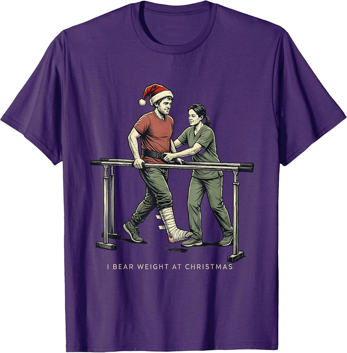 I Bear Weight At Christmas Distressed Physical Therapist T-Shirt - Purple