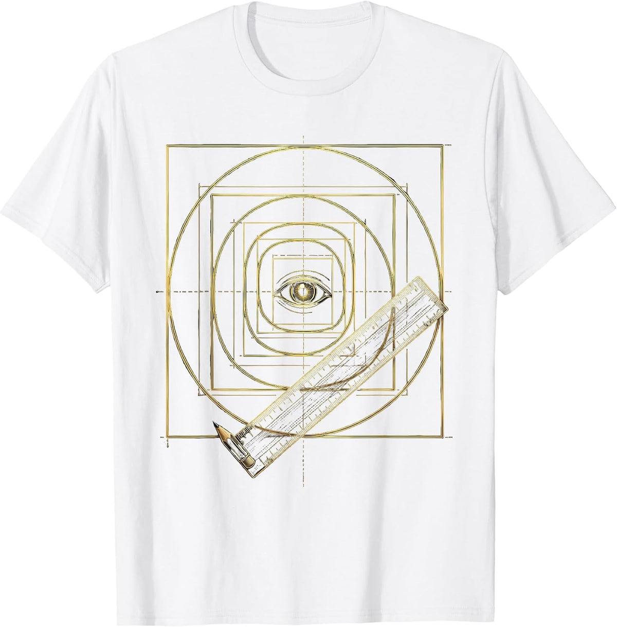 Men's Golden Rectangle Spiral Math Lover Sacred Geometry T-Shirt - White