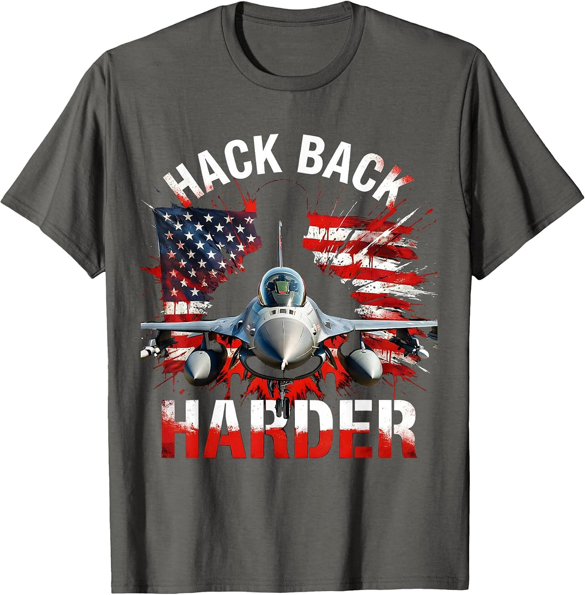 Hack Back Harder Cybersecurity Graphic Design T-Shirt - Asphalt Grey