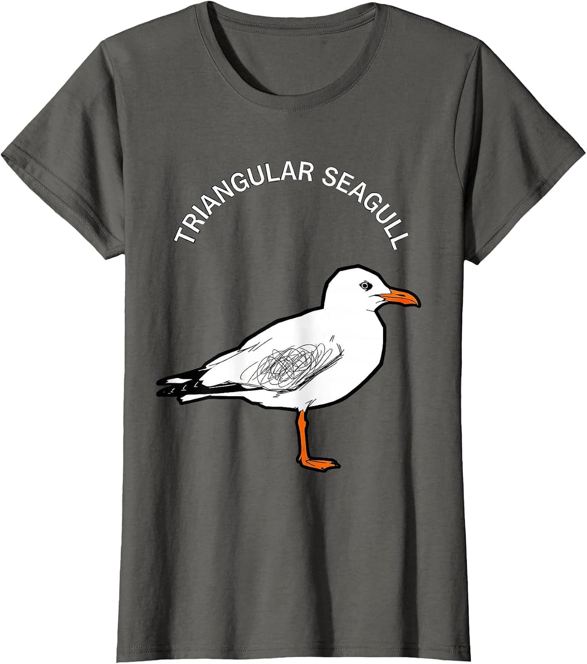 Women's Triangular Seagull Bird Pun Funny Geometric Math Teacher T-Shirt - Asphalt Grey