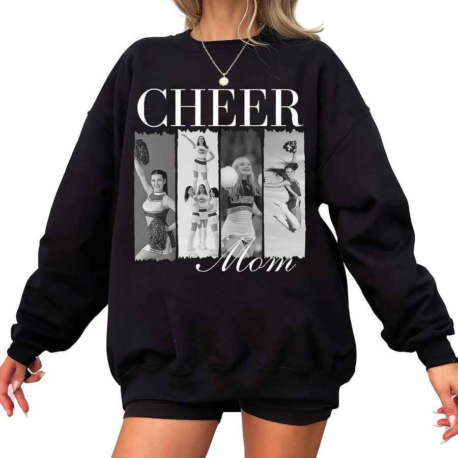 LASFOUR Personalized Cheer Sweatshirt with Team Name, Custom Cheer Mom Sweatshirt for Women, Cheer Shirts for Cheerleaders