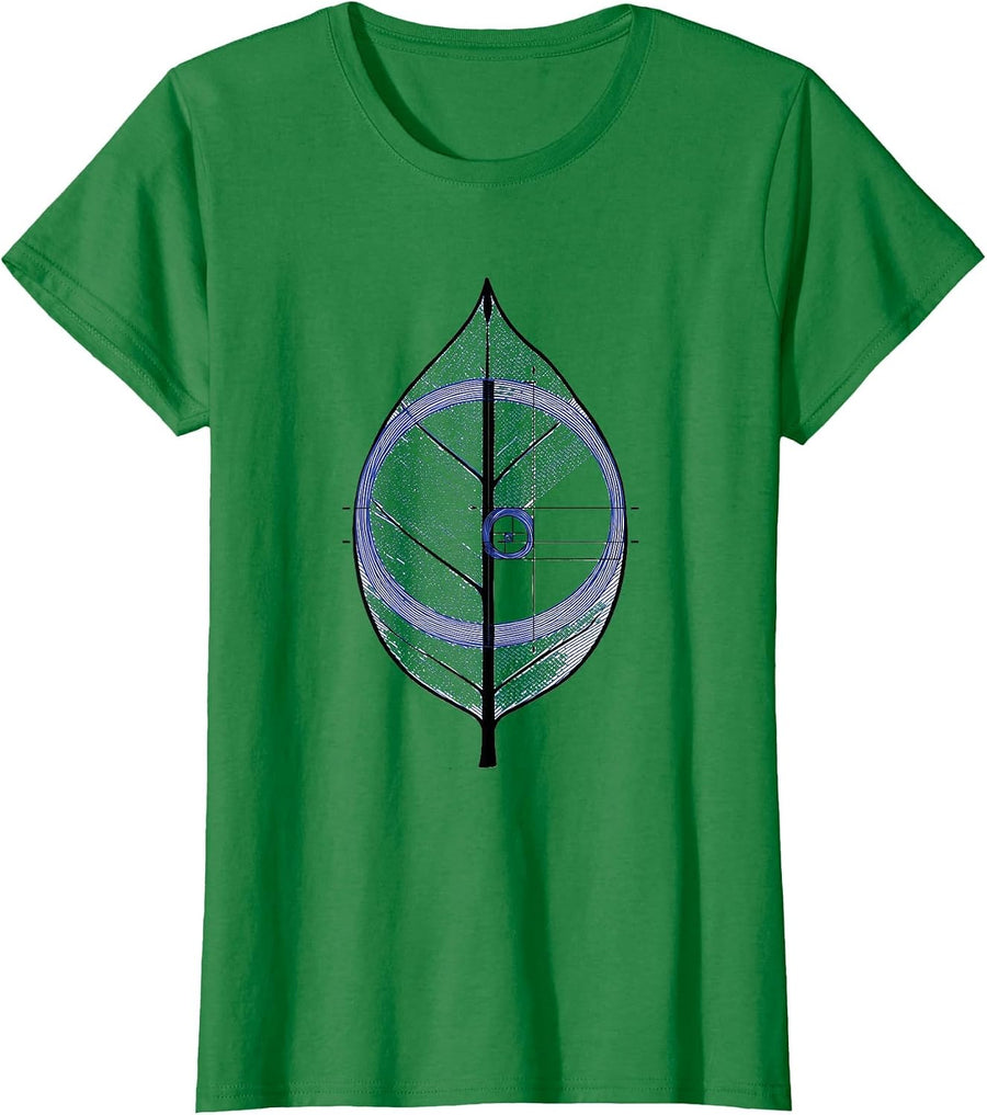 Women's Fibonacci Golden Ratio Spiral Sacred Geometry Math Lover T-Shirt - Kelly Green