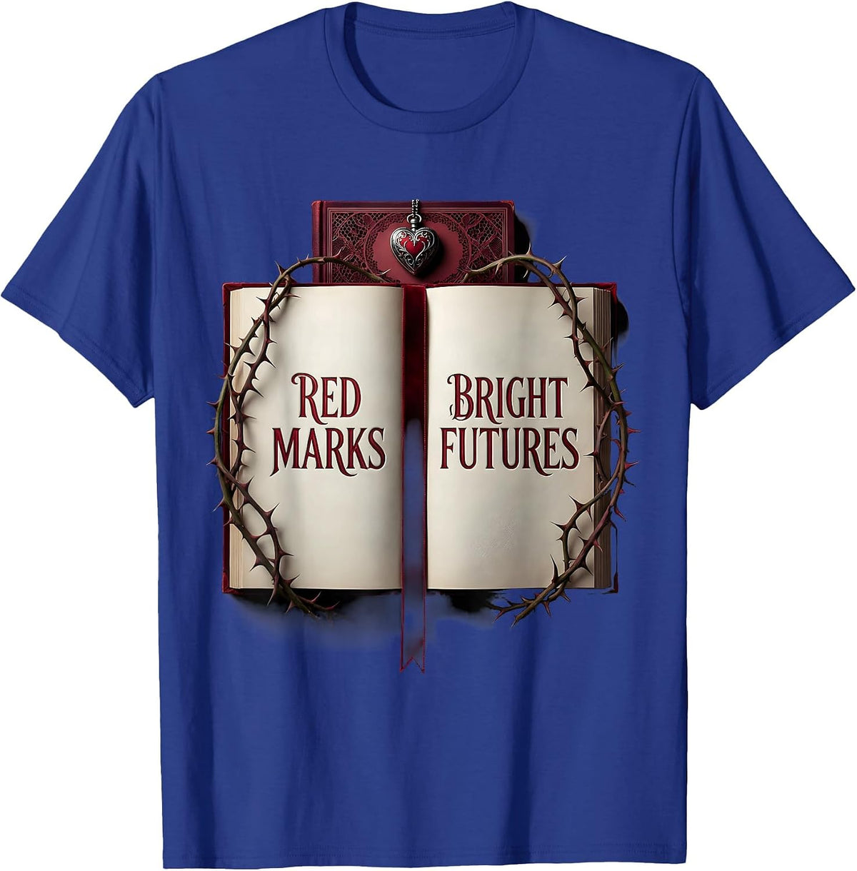 Men's Red Marks Bright Futures Teacher Design T-Shirt - Royal Blue