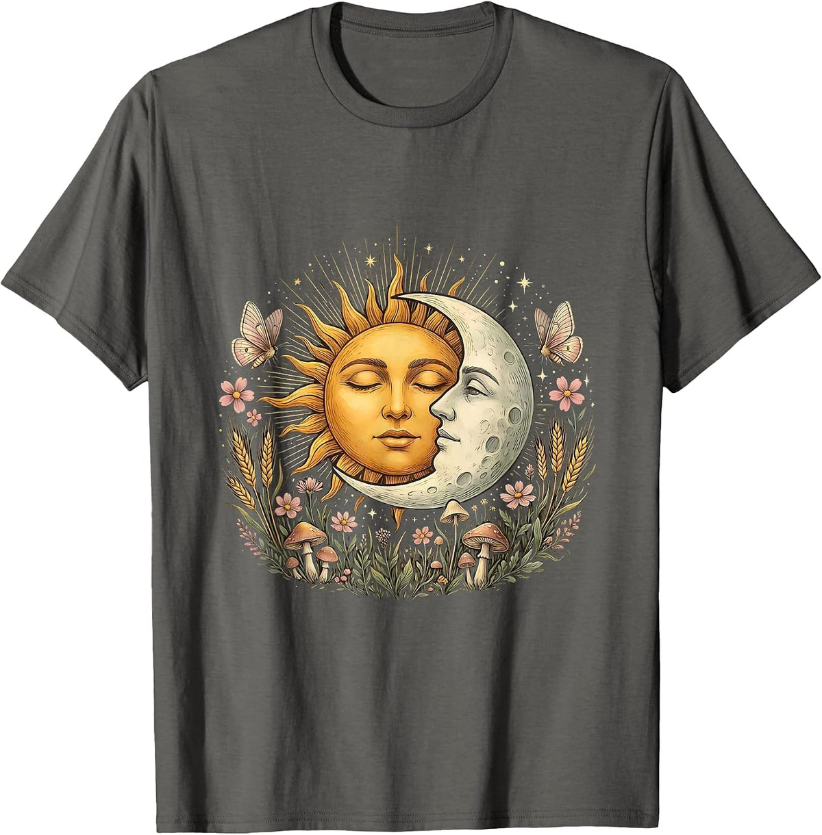 Sun and Moon Horizon Mental Health Matters Design T-Shirt - Asphalt Grey