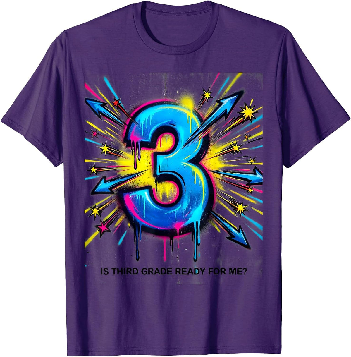 Is Third Grade Ready For Me Funny Graffiti Back to School T-Shirt - Purple