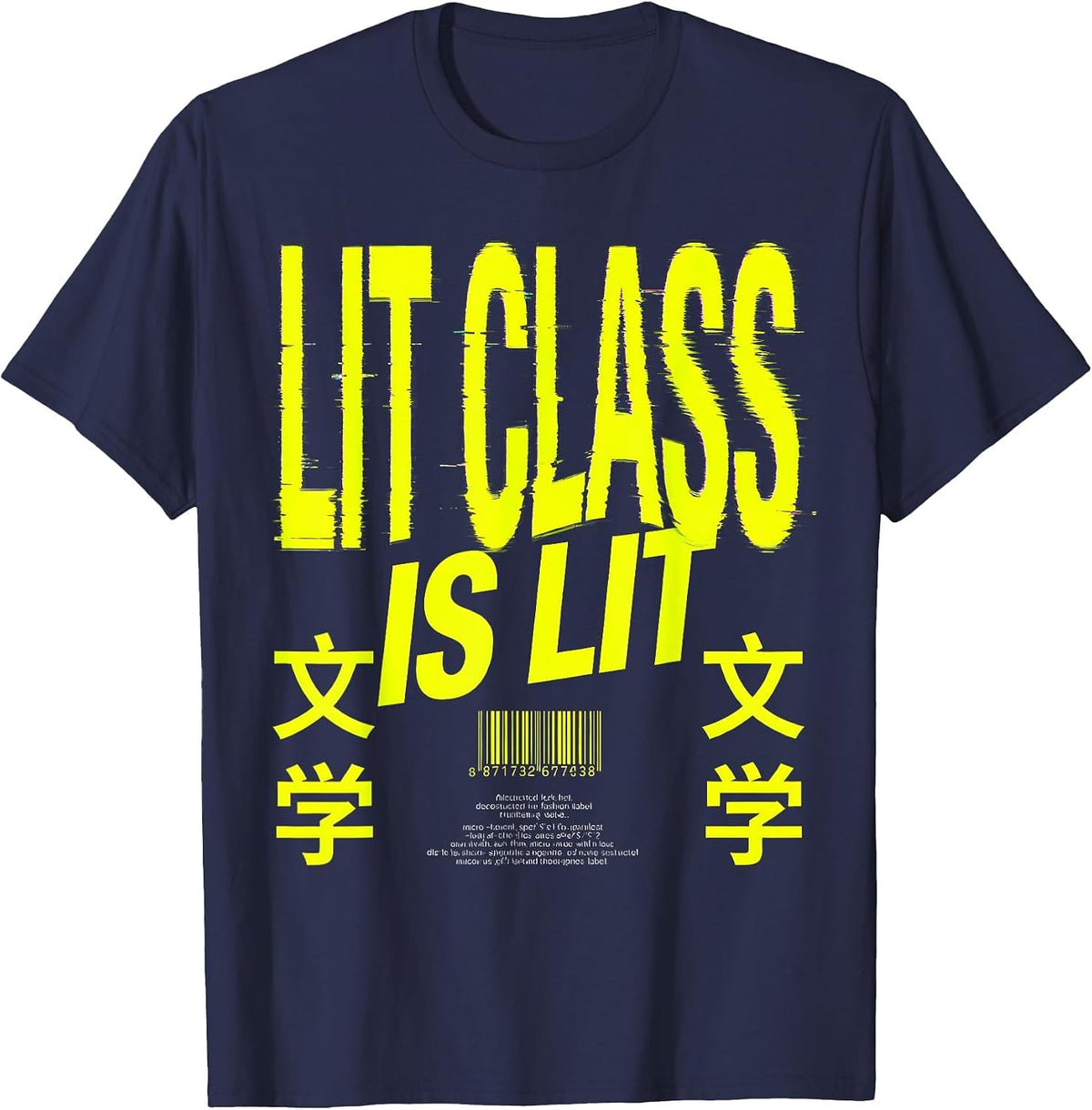 Lit Class Is Lit English Teacher Design T-Shirt - Navy Blue