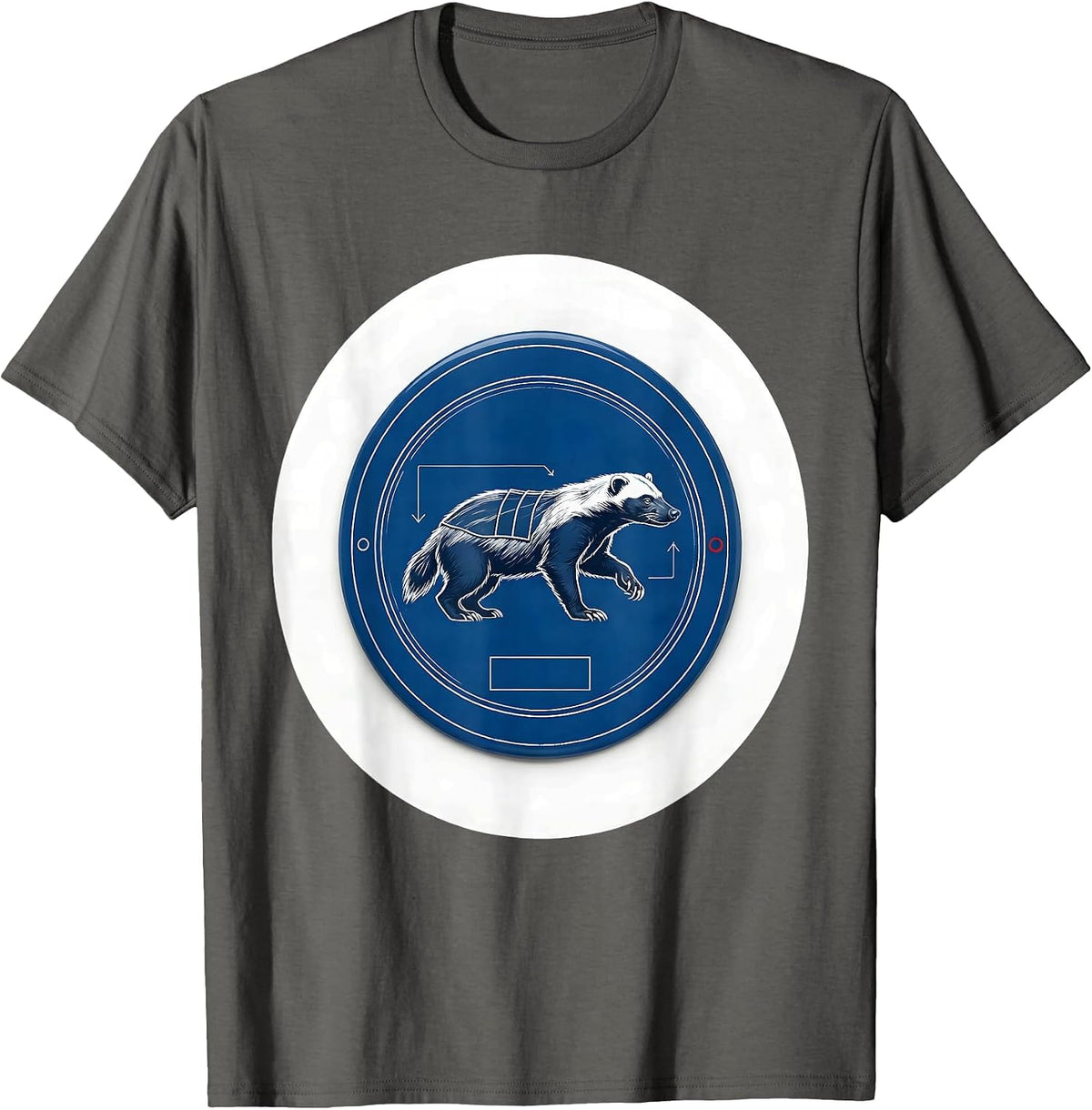 Honey Badger Fearless Attitude Humor Technical Blueprint T-Shirt - Asphalt Grey