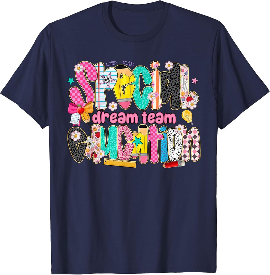 Kids Back to School Teachers Special Education Dream Team T-Shirt - Navy Blue