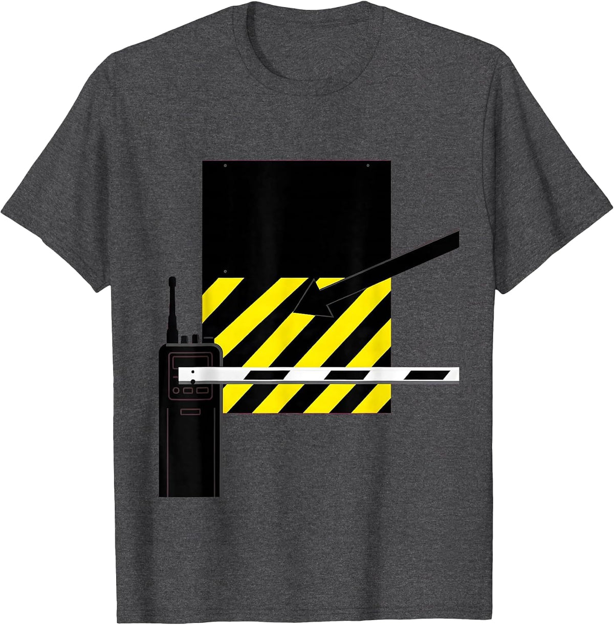 Men's Checkpoint Barrier Bold Security Guard Halloween Costume T-Shirt - Dark Heather Grey