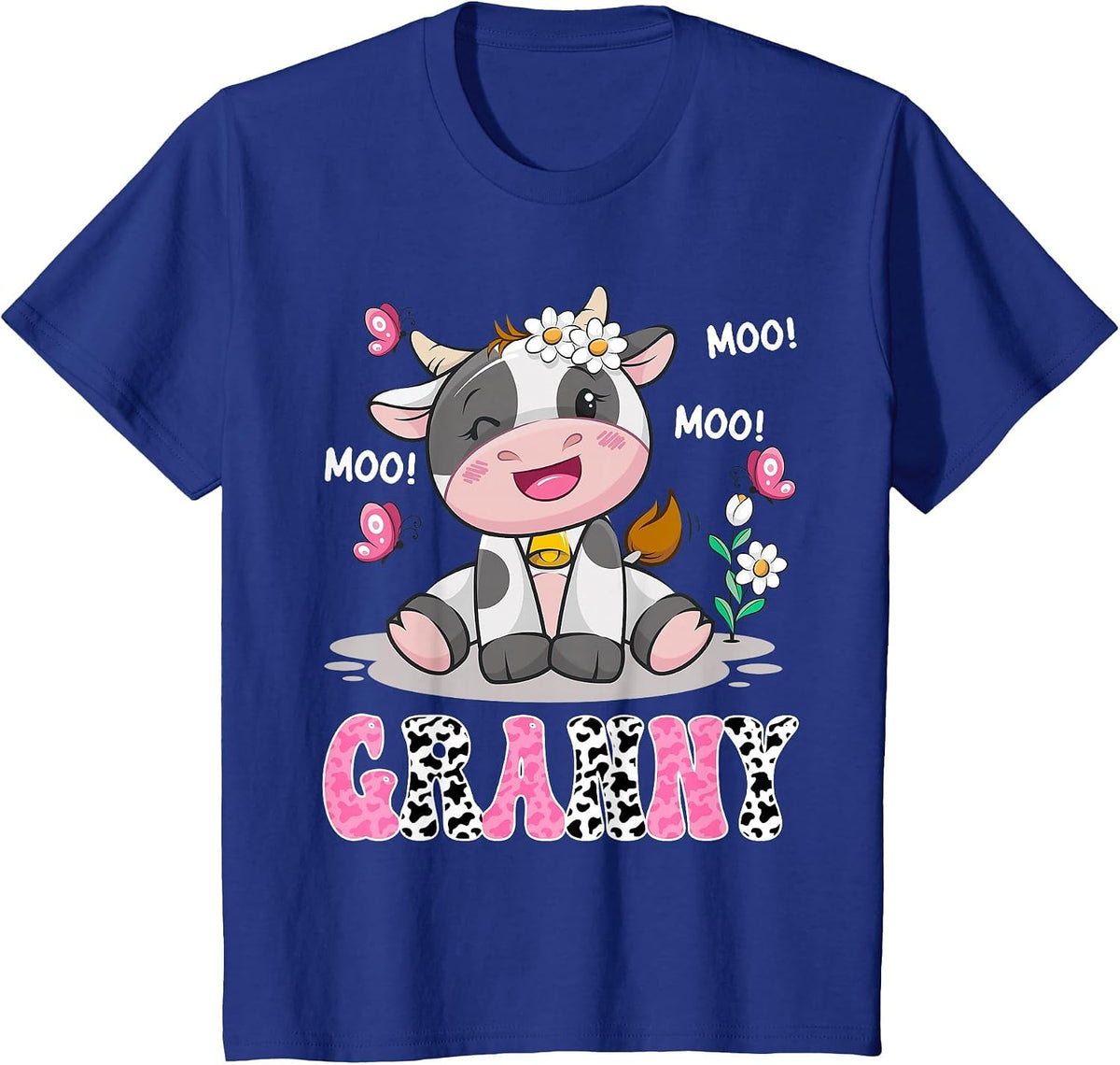 Granny Cute Cow Moo Moo Farmer Birthday Family Matching T-Shirt - Royal Blue