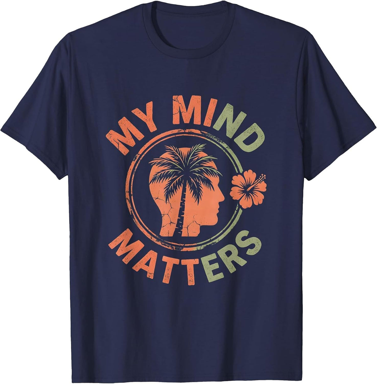 Men's My Mind Matters Mental Health Awareness Design T-Shirt - Navy Blue