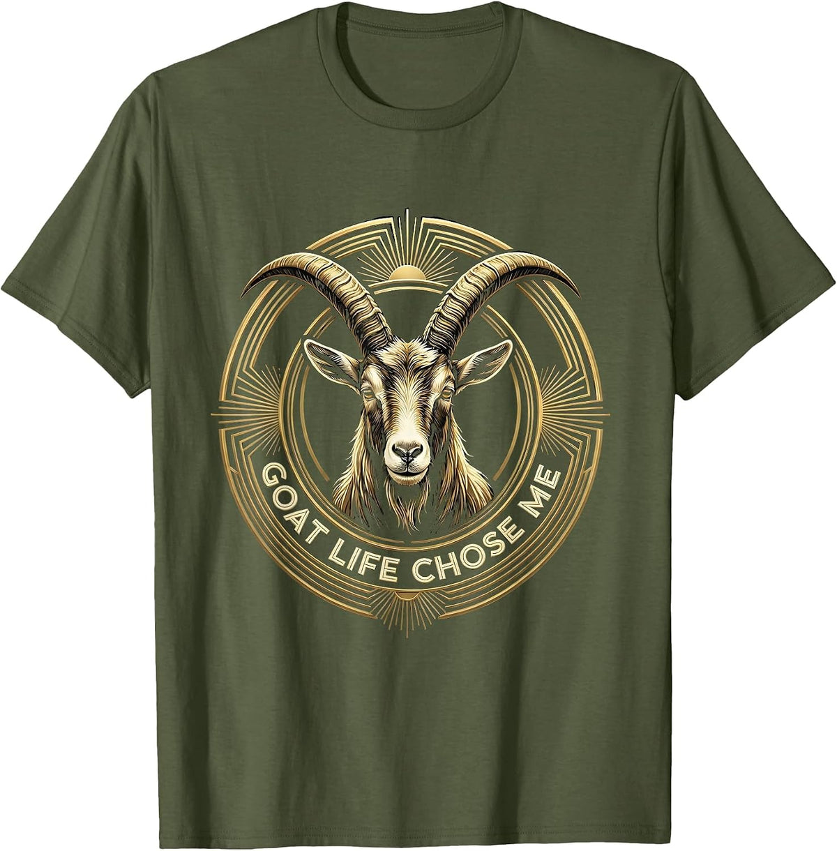 Men's Goat Life Chose Me Funny Goat Design T-Shirt - Olive Green