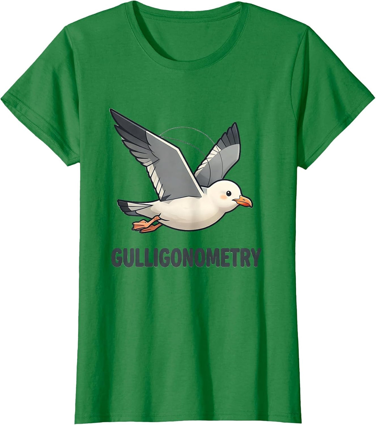 Gulligonometry Cute Kawaii Triangull Bird Pun Math Teacher T-Shirt - Kelly Green