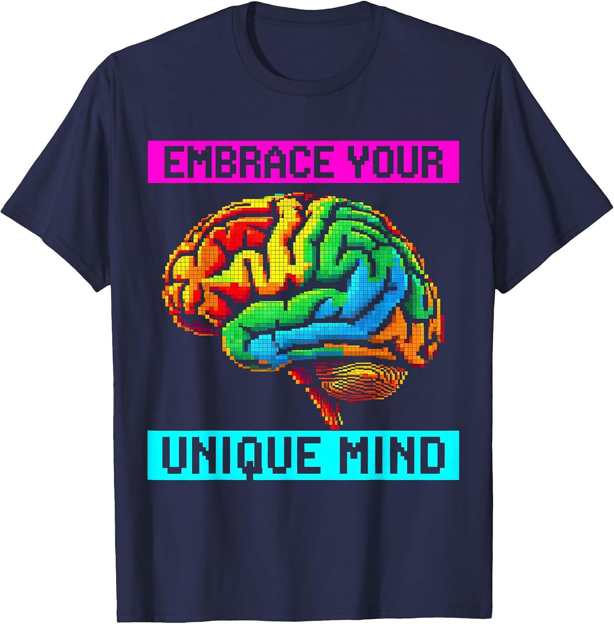 Men's Embrace Your Unique Mind Neurodiversity Design T-Shirt - Navy Blue