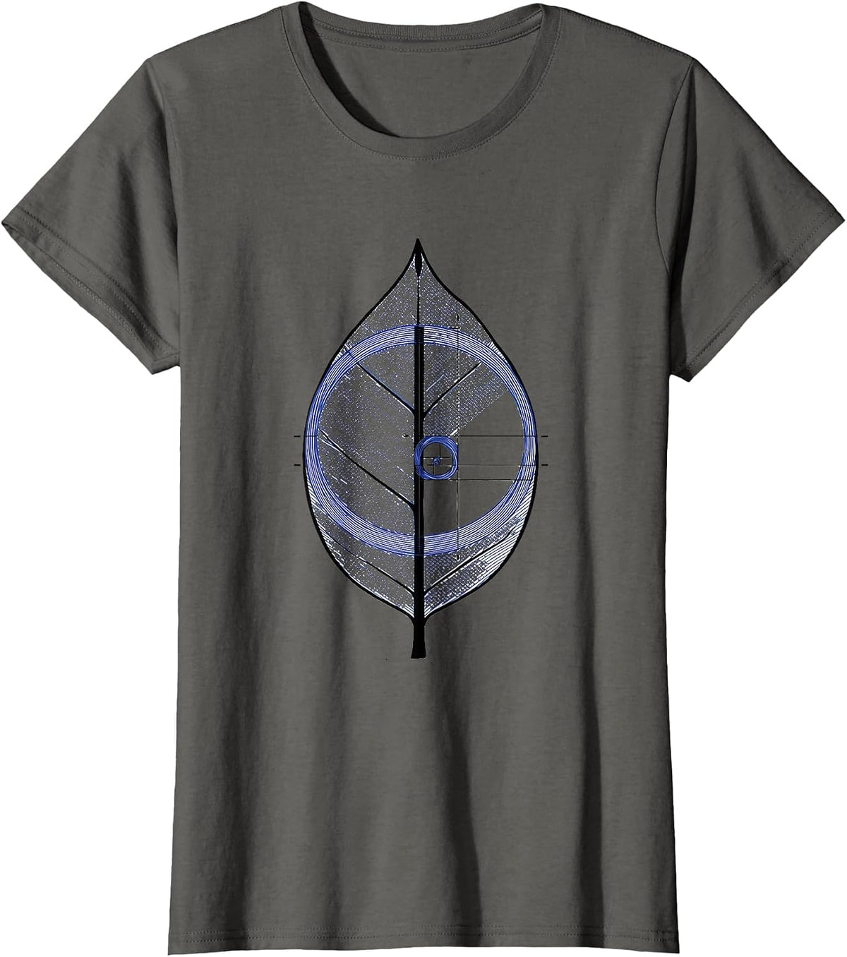 Women's Fibonacci Golden Ratio Spiral Sacred Geometry Math Lover T-Shirt - Asphalt Grey