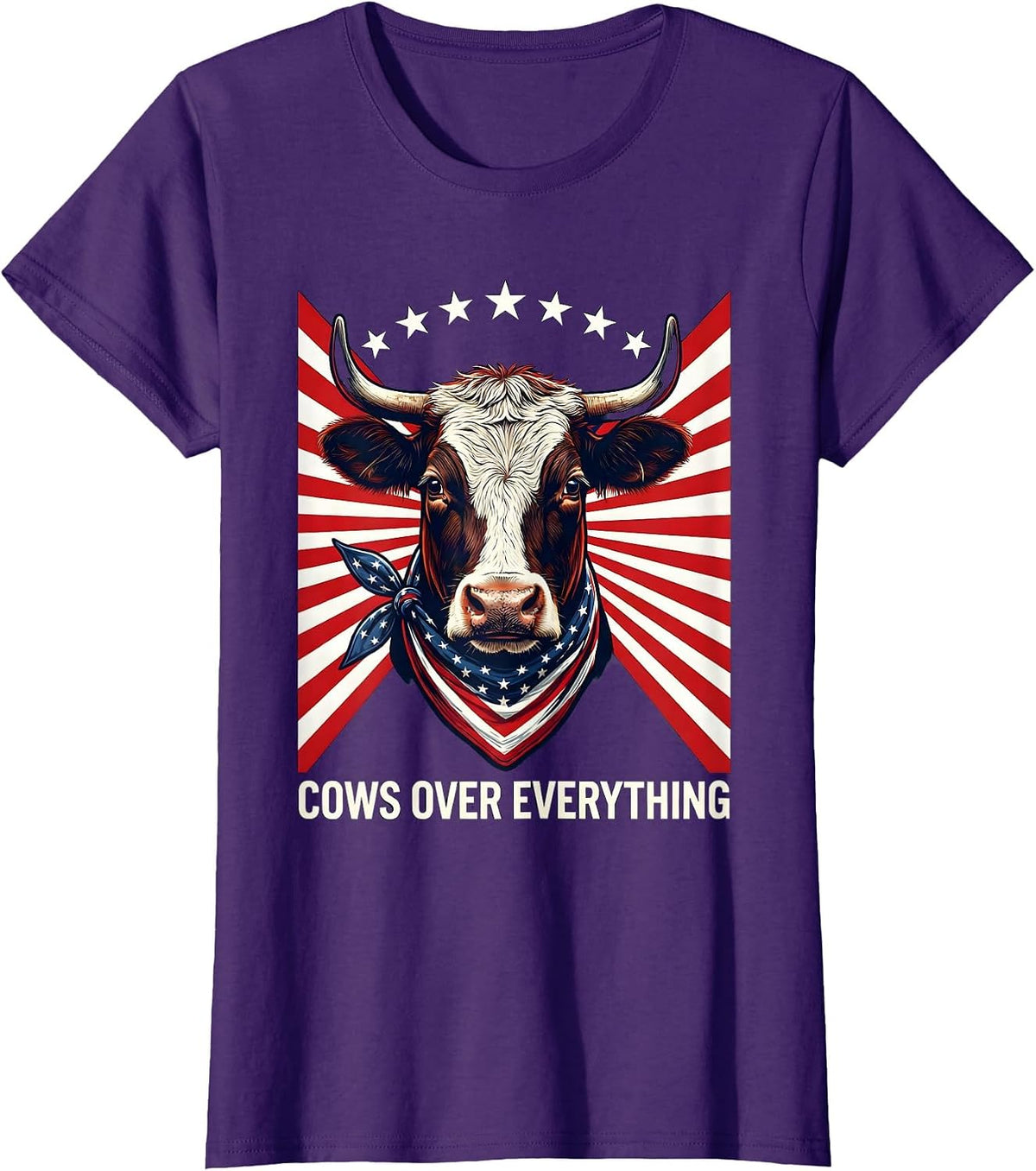Women's Cows Over Everything Funny Cow Lover Design T-Shirt - Purple