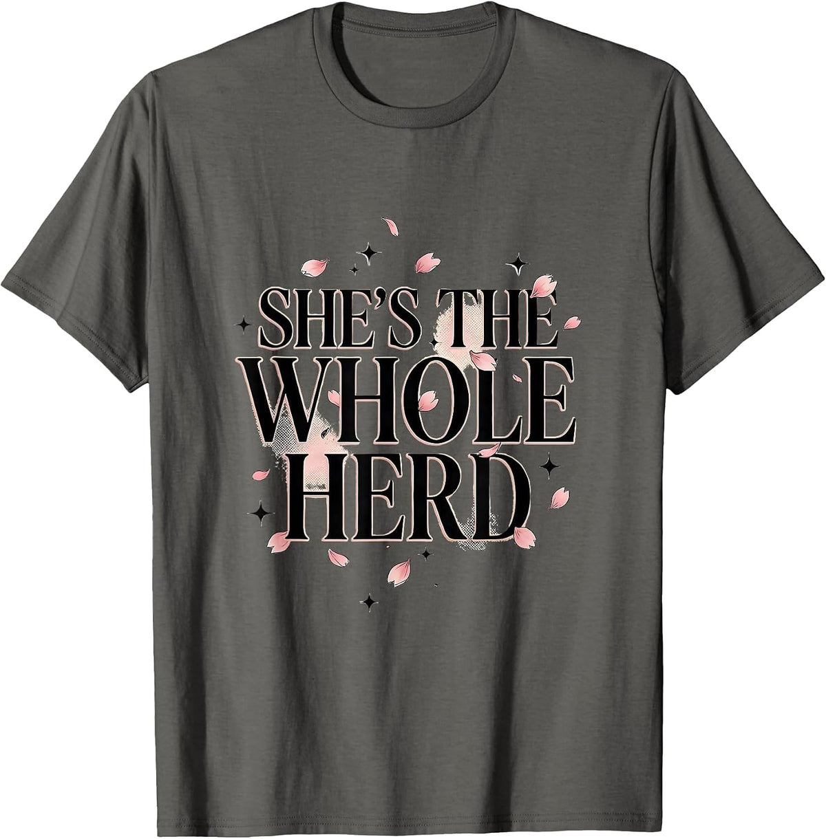 She's the Whole Herd Cow Lover Design T-Shirt - Asphalt Grey