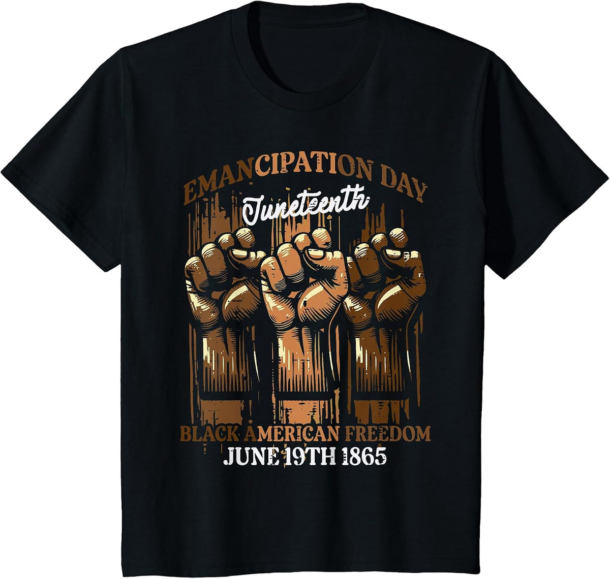 Juneteenth Emancipation Day Black African Men Women Kids T-Shirt - Black