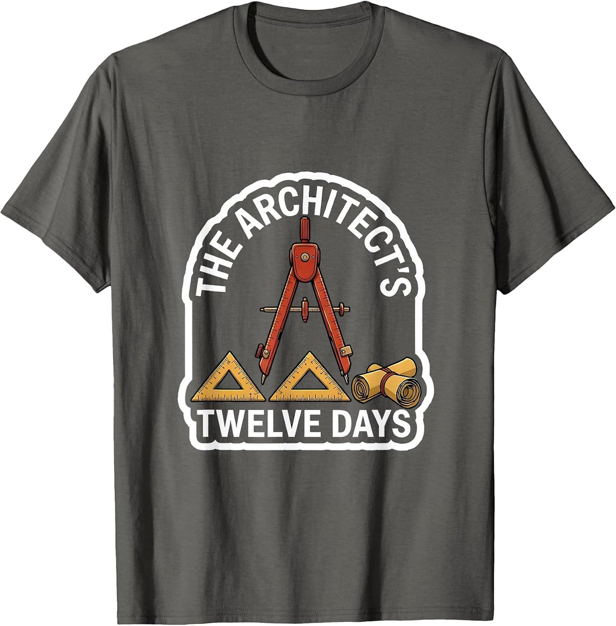 Men's The Architect's Twelve Days Funny Architect Christmas Carol T-Shirt - Asphalt Grey