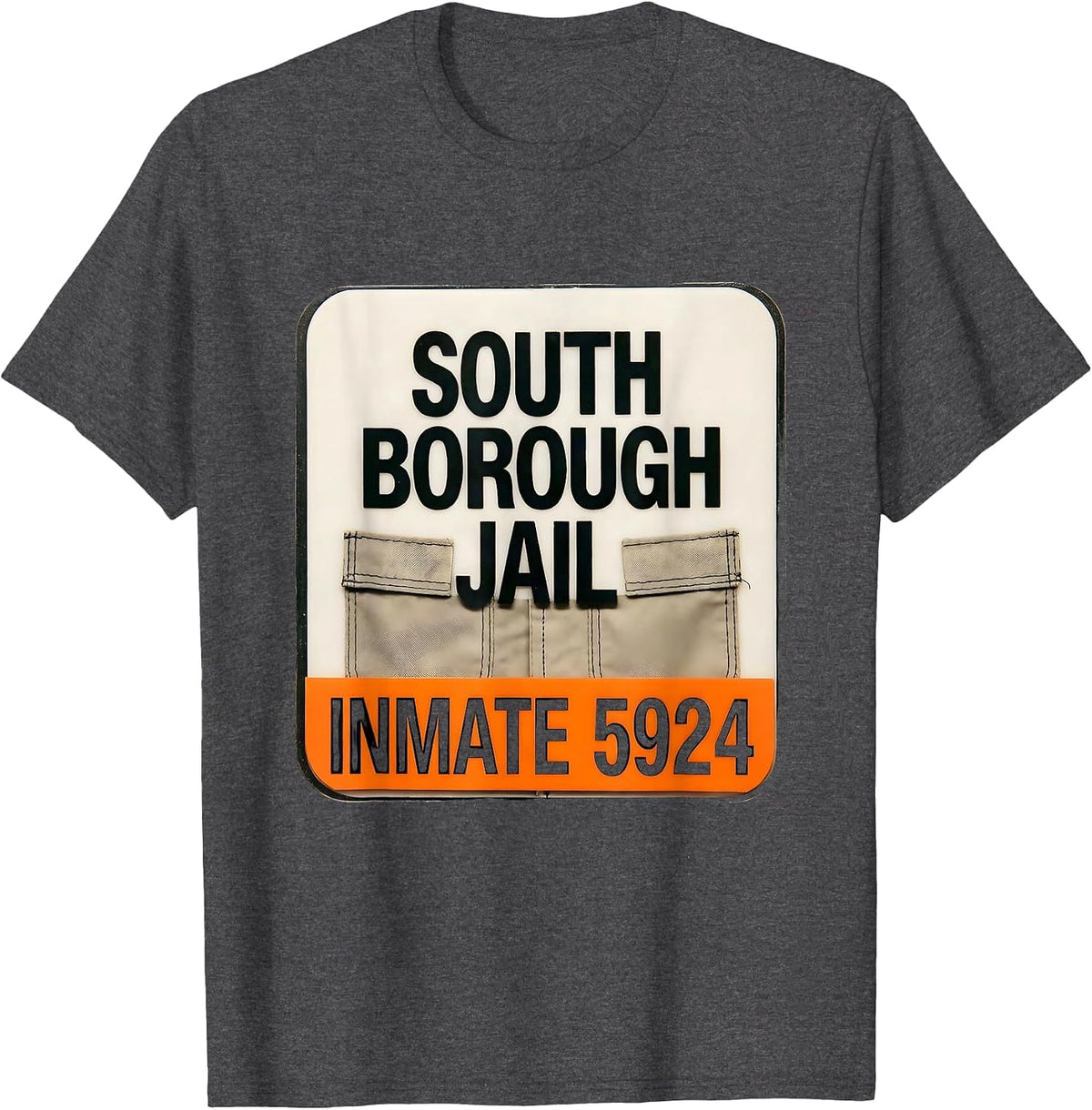 South Borough Jail Inmate 5924 Funny Halloween Prisoner T-Shirt - Dark Heather Grey