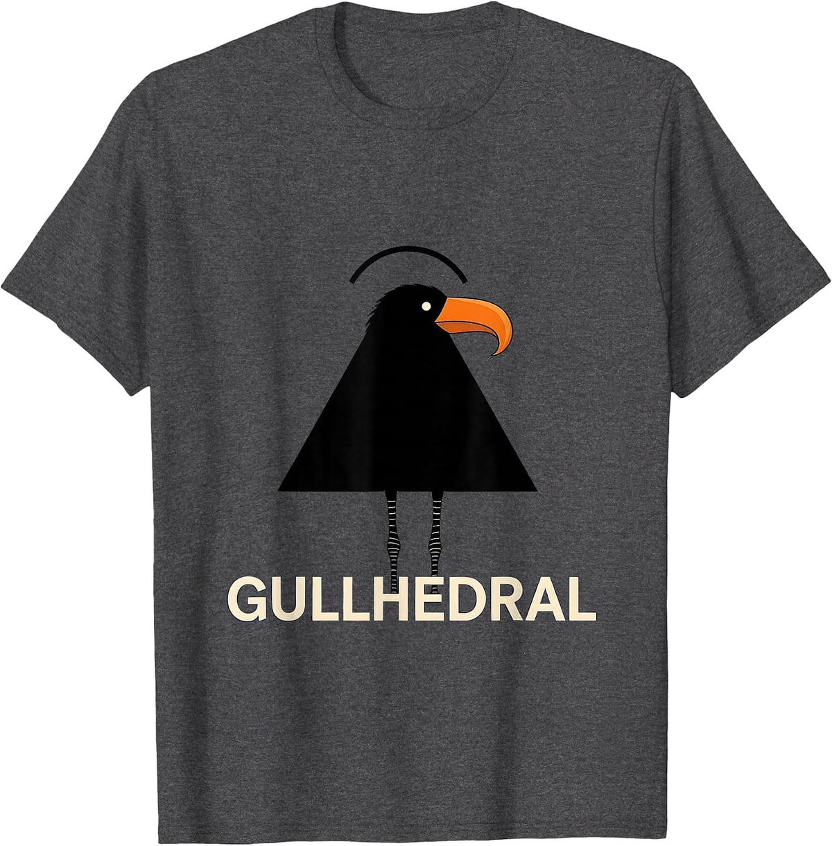 Gullhedral Minimalist Bird Pun Funny Math Teacher Humor T-Shirt - Dark Heather Grey