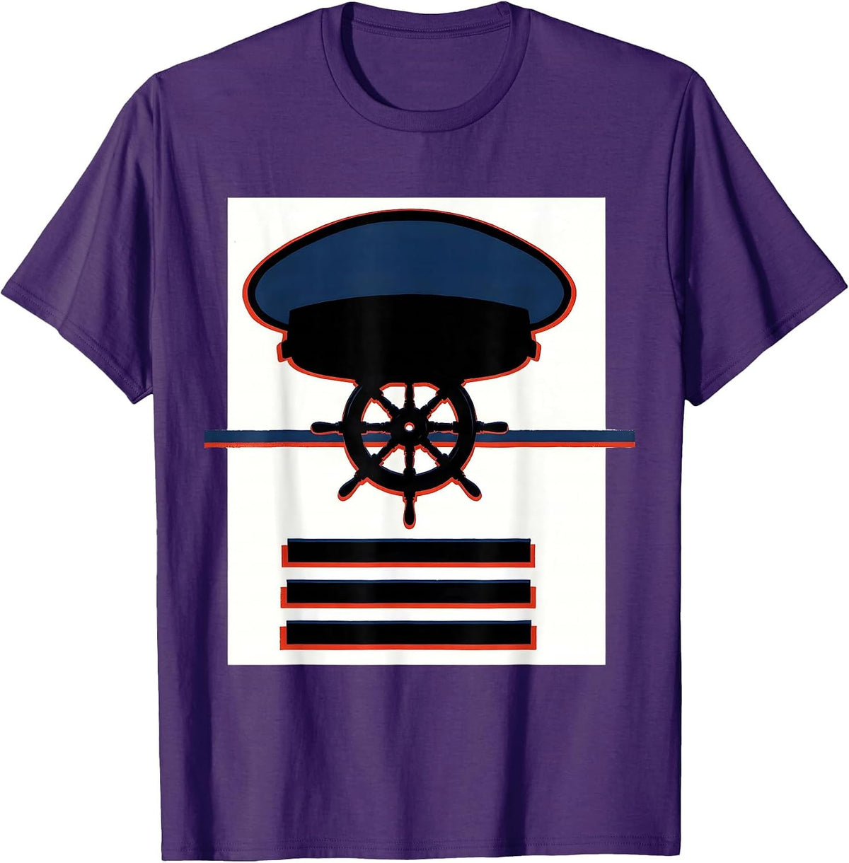 Men's Captains Cap Screenprint Humor Gift T-Shirt - Purple