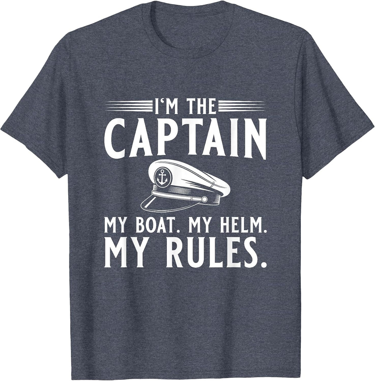 Men's Sailing My Boat My Rules Motorboat Captain T-Shirt - Heather Blue